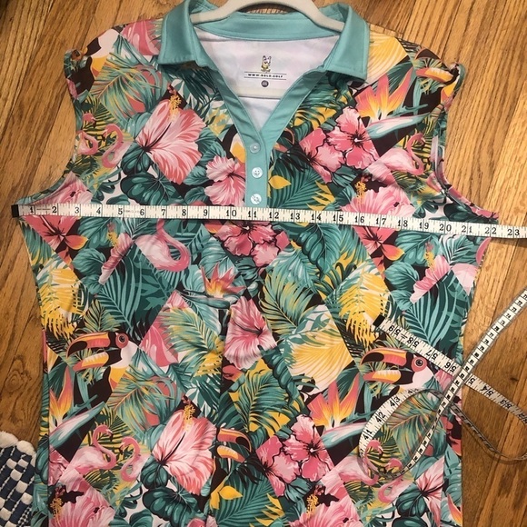 Tropical Shapes Women's Rolo Golf Sleeveless Top size XXL - Picture 8 of 9